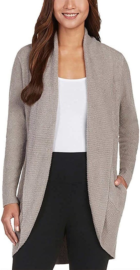 MAX&MIA Women's Cardigan, Size L, 75%Nylon/25%Viscose, Heather Pewter.
