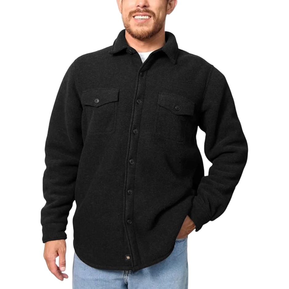 FREEDOM FOUNDRY Men's Fleece Shirt Jacket, Size S, Black.  Buyers Note - Di