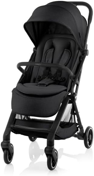 BRITAX Flylite Travel Stroller, Raven Black, Cabin Size Compatible, One-Han