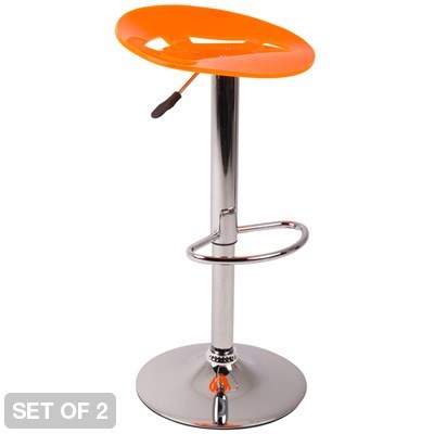 2 x Mai Tai Acrylic Bar Stools - Orange