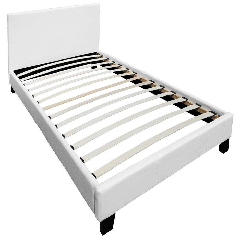 Buy Modern King Single PU Leather Wooden Bed Frame w/ Slat Base Pure