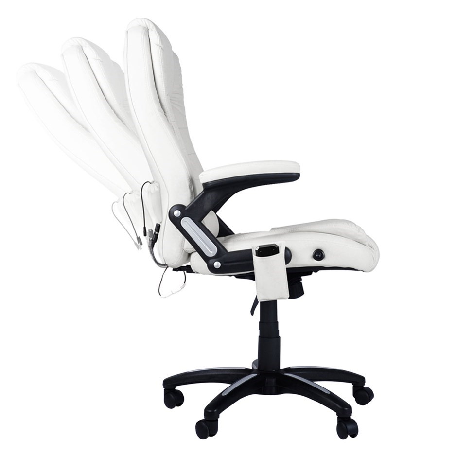 Buy 8 Point Massage Executive PU Leather Office Computer Chair White Grays Australia