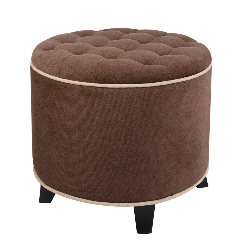 Round Suede Fabric Ottoman Storage Foot 