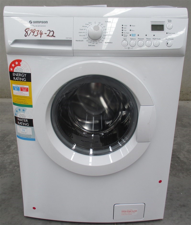 Simpson 8kg Front Load Washing Machine Model SWF10832 Auction