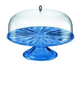 Mediterranean Blue Cake Stand with Dome