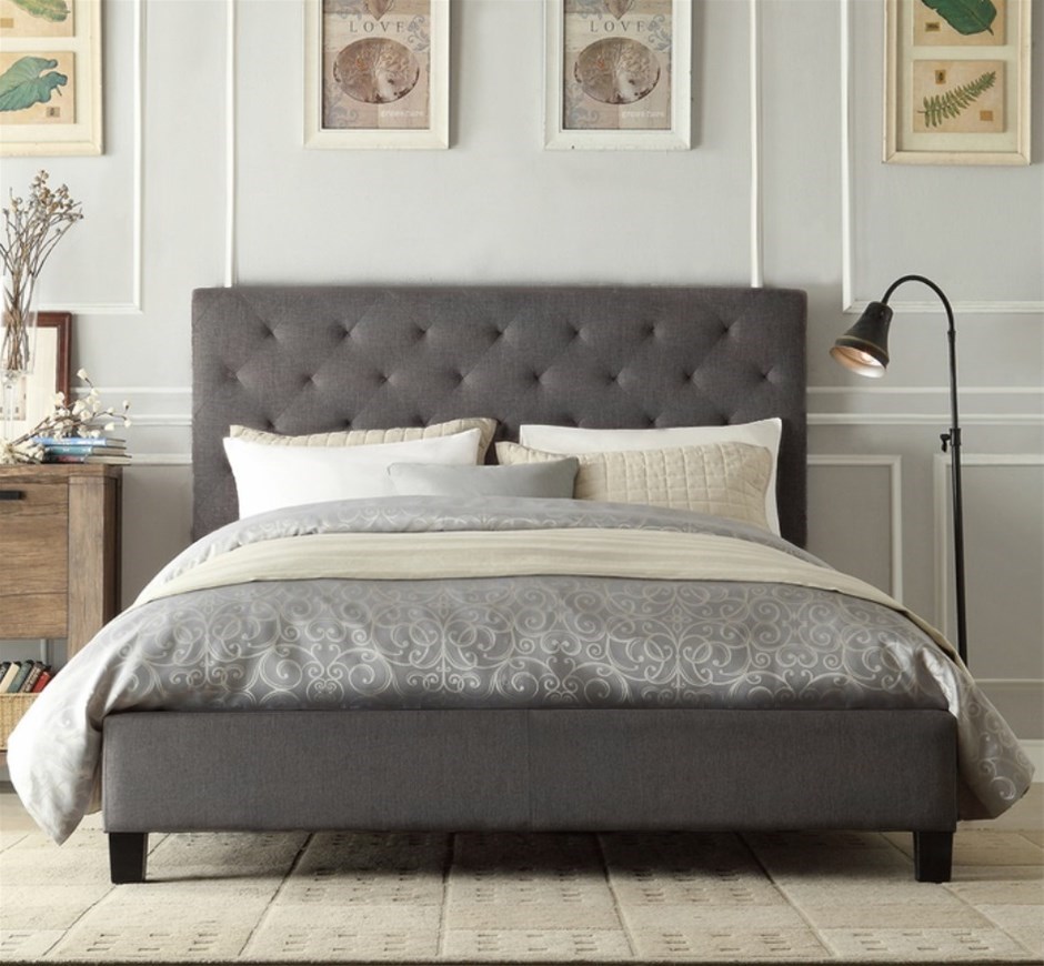 Italian Design Chester King Size Grey Wooden Bed Frame Auction