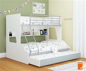 Single Over Double Trio Bunk Bed, Double Over Double Bunk Bed With Trundle