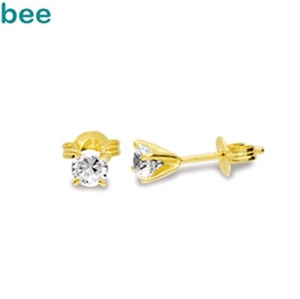 Bee Diamond Solitaire Stud Earrings - TD