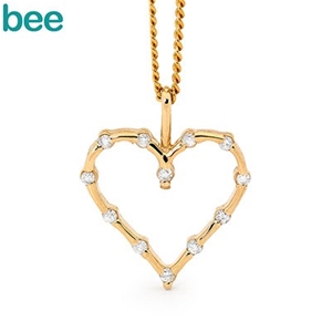 Bee Open Diamond set heart pendant