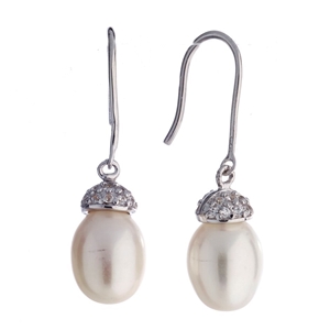 White Pearl & Cubic Zirconia Sterling Si