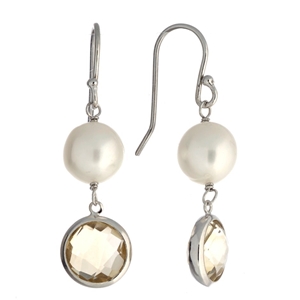 White Pearl & Citrine Sterling Silver Dr