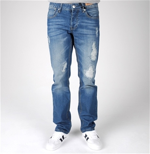 The Fresh Brand Ripped Stone Wash Jean