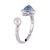 NEW Lulu Flamingo Sterling Silver Open Blue Topaz and Pearl Addison Ring