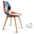 Artiss Set of 2 Retro Beech Fabric Dining Chair - Multi Colour