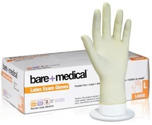 bare+medical Latex Exam Gloves 100's Med