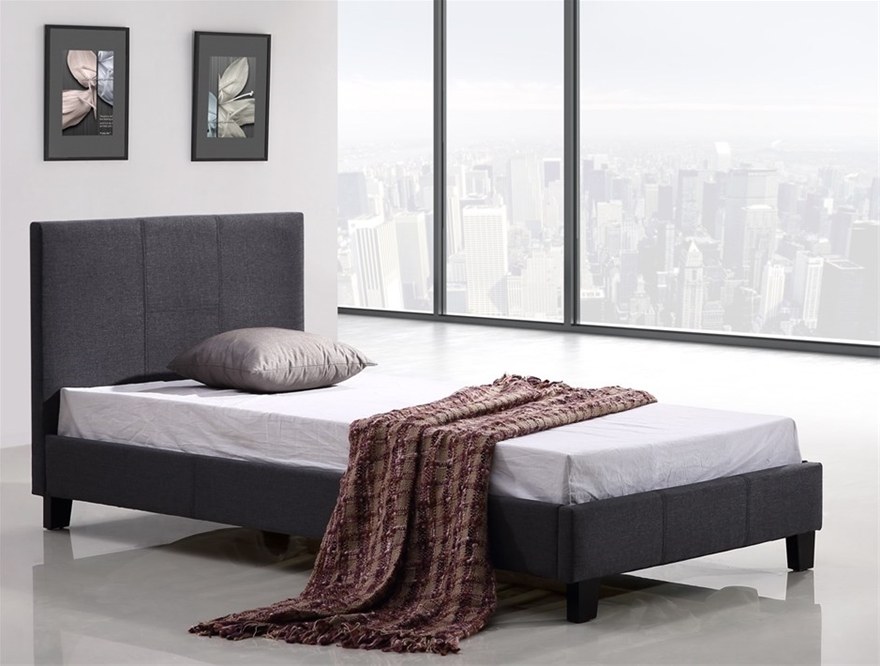 Single Linen Fabric Bed Frame, King Single Fabric Bed Frame