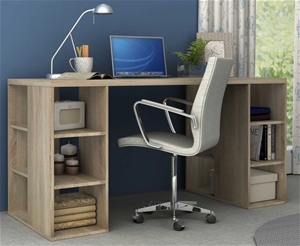 Bloc Modern Desk with Cube Shelves - Lig
