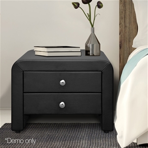 Artiss PU Leather Bedside Table with 2 D