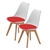 Replica Eames PU Padded Dining Chair - WHITE & RED X2