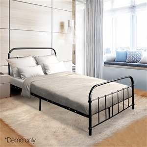 Artiss Double Size Metal Bed Frame - Bla