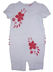 Plum Baby White Romper Suits with Red Fl