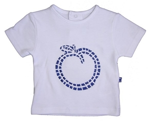 Plum Baby White T-Shirt with Blue Embroi