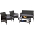 Gardeon Outdoor Furniture Rattan Set Wicker Patio Cushion 4pc Dark Grey