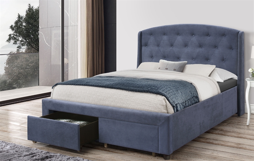Queen Size Storage Bed Frame, Blue Bed Frame Queen