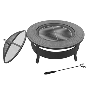 Grillz Round Outdoor Fire Pit BBQ Table 