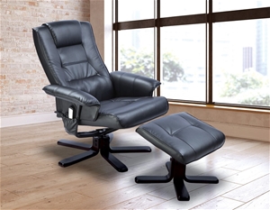 PU Leather Massage Chair Recliner Ottoma