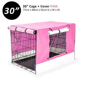 30" Foldable Wire Dog Cage with Tray + P