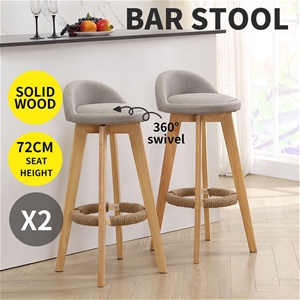 2x Bar Stools Swivel Stool Kitchen Woode