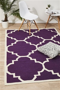 Medium Purple Handmade Wool Trellis Flat