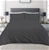 Dreamaker Spandex Emboridery Quilt Cover Set Pintuck Queen Bed - Charcoal