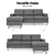 Artiss Sofa Lounge Set Couch Futon Corner Chaise Fabric 3 Seater Suite Grey