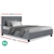 NEO King Single Bed Frame Base - Wood and Grey Fabric