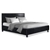 NEO Double Size Bed Frame Base - Wood and Black Leather