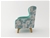 Armchair High back Lounge Accent Chair Designer Printed Fabric Wooden Leg