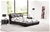 Queen Size Black Bed Frame Upholstered Faux Leather with Crystal Headrest
