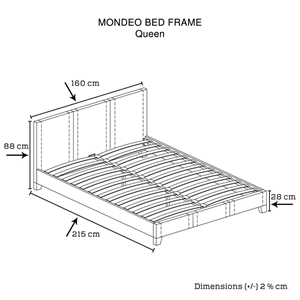 Queen Size Leatheratte Bed Frame in Whit