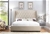 Queen Bed Frame in Beige Fabric Upholstered French Provincial High Bedhead