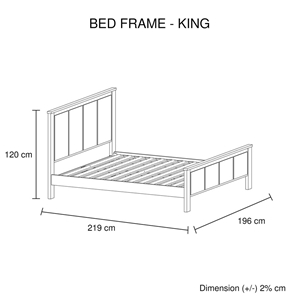 King Bed Frame with Solid Acacia Wood Ve