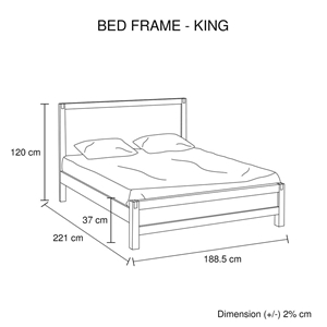 King size Bed Frame in Acacia Wood with 