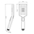 Square 3 Functions Chrome Rainfall Hand Held Shower Head With 1.5M PVC Hose