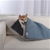 Charlie's Pet Reversible Faux Fur Winter Rug & Blanket, Blue & Grey Trim S