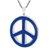 Sterling Silver Blue Enamel Peace-Sign Pendant