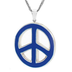 Sterling Silver Blue Enamel Peace-Sign P