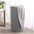 Sherwood Home Tall Round Linen & Bamboo Laundry Hamper with Cover Dark Grey