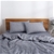Natural Home Classic Pinstripe Linen Quilt Cover Set Queen Bed Navy/White