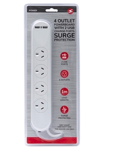 4 Way Outlet Power Board Socket with 2 U